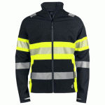 PROJOB 6442 SOFTSHELL IMPERMEABLE - EN ISO 20471 CLASSE 1 JAUNE/NOIR - TAILLE S