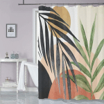 RIDEAU DE DOUCHE EN TISSU POUR SALLE DE BAIN MID CENTURY BOHO RIDEAUX DE DOUCHE FEUILLE TROPICALE ABSTRAITE 72 'X 72'