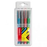 STABILO POCHETTE DE 4 ROLLERS WORKER COLORFUL ASSORTIS, GRIP INTÉGRAL, POINTE MOYENNE 0,5MM