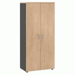 ARMOIRE HAUTE EDEN H 180 X L 80 X P 47 CM CORPS ANTHRACITE / PORTES CHÊNE