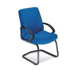 CHAISE VISITEUR LAURÉAT CONFORT TISSU REMBOURRÉ AVEC ACCOUDOIRS BLEU