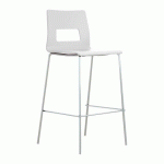 LOT DE 2 - TABOURET CELSIO COQUE BOIS MULTIPLIS FINITION LAQUÉE BLANC - 4 PIEDS CHROMÉ H 75 CM