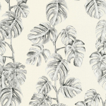 PAPIER PEINT TROPICAL BEIGE COULOIR | PAPIER PEINT EXOTIQUE MOTIF FEUILLE CHAMBRE ADULTE | TAPISSERIE JUNGLE BLANCHE CRÈME & GRISE - 10,05 X 0,53 M