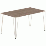 TABLE RÉUNION LORI 140 X 80 CM PLATEAU NOYER PIED TAUPE - MBA