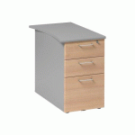 CAISSON HAUTEUR DE BUREAU QUARTA PLUS 3 TIROIRS HÊTRE AMBRÉ PROFONDEUR 80 CM