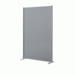 CLOISON ACOUSTIQUE PLEINE B-ZEN - TISSU - L 122 X H 180 CM - GRIS - PIED FIXE COLORIS ALUMINIUM