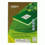 ETIQUETTE ADRESSE JET D'ENCRE ET LASER RECYCLÉE 99,1 X 38,1 MM AGIPA 101196 BLANCHE - BOÎTE DE 1400