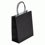 SACS BOUTIQUE KRAFT NOIR POIGNÉES TORSADÉES QUALITÉ 22 X 18 X 8 CM - 50 SACS