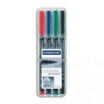 STAEDTLER POCHETTE DE 4 FEUTRES RÉTROPROJECTION POINTE SUPER FINE ENCRE PERMANENTE ASSORTIS LUMOCOLOR