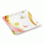 ASSIETTE CARREE 24,5 CM MELAMINE BLANCHE DECOR POP LOISIR