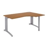 BUREAU COMPACT RETOUR À GAUCHE BIOSPACE 2 - L. 180 X P. 110 CM - PLATEAU 'MERISIER' - PIEDS L 'ALUMINIUM' - EMBASES : 'ALUMINIUM'.