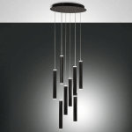 FABAS LUCE SUSPENSION LED PRADO, NOIR, 8 LAMPES, Ø 40 CM, INTENSITÉ VARIABLE