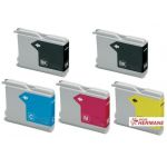 PACK DE 5 CARTOUCHES COMPATIBLE BROTHER LC970 NOIRE ET COULEUR