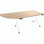TABLE ABATTANTE AVEL 200X80 ANGLE À G CHÊNE CLAIR/PIED BLANC - SIMMOB