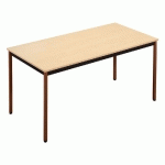 TABLE MODULAIRE DOMINO RECTANGLE - L. 120 X P. 60 CM - PLATEAU ERABLE - PIEDS BRUNS