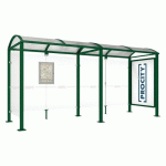 ABRI BUS VOÛTE 5 M VITRINE - 1 BARDAGE LATÉRAL - VERT 6005 - PROCITY