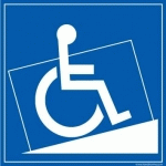 LOT DE 5 - PANNEAU ACCÈS RAMPE POUR PMR - 125 X 125 - VINYLE SOUPLE AUTOCOLLANT