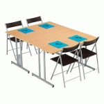 TABLE PLIANTE MULTI-USAGES L 120 X P 80 CM HÊTRE / PIED ALUMINIUM