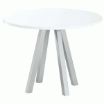 TABLE RÉUNION EVAN Ø 100 CM PIED ALU PLATEAU STRAT BLANC - MBA