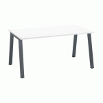 BUREAU DROIT ECLA BLANC L 160 X P 80 CM PIÈTEMENT MÉTAL FINITION ANTHRACITE