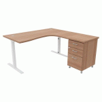 PACK BUREAU+CAISS IDEA ASYM. RET. À DROITE 160 CM NOYER/BLANC - QUADRIFOGLIO