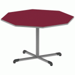 TABLE BANDANA OCTO. Ø120 T6 PC STRAT POLY. CERISE GRIS/9006 - MOBIDECOR