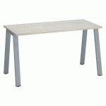 BUREAU DROIT ECLA CHÊNE GRIS L 140 X P 60 CM PIÈTEMENT MÉTAL FINITION ALUMINIUM