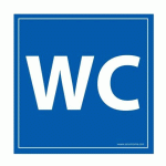 LOT DE 4 - PANNEAU SIGNALÉTIQUE - WC - FOND BLEU (250 X 250 MM, VINYLE SOUPLE AUTOCOLLANT)