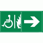 LOT DE 3 - PANNEAU ÉVACUATION PMR - SORTIE DE SECOURS DROITE - 400 X 200 - VINYLE SOUPLE AUTOCOLLANT