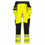 PORTWEST DX454 PANTALON DX4 HAUTE-VISIBILITÉ AVEC POCHES FLOTTANTES DÉMONTABLES JAUNE/NOIR - TAILLE 34 - STANDARD