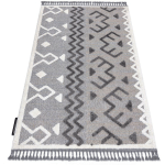 TAPIS MAROC P659 AZTÈQUE ETHNIQUE GRIS FRANGES BERBÈRE MAROCAIN SHAGGY GREY 80X150 CM