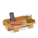 TAGÈRE DE LIT, TABLE DE CHEVET À FIXER, HXLXP : 11X38X26 CM, PASSANTS CÂBLES & FENTE TABLETTE, BAMBOU, NATURE - RELAXDAYS