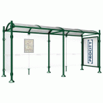 ABRI BUS PROVINCE 5 M VITRINE 1 BARDAGE LAT. INOX VERT 6005 - PROCITY