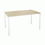 BUREAU DROIT SQUADRA L 140 X P 80 CM CHÊNE CLAIR PIÈTEMENT MÉTAL BLANC