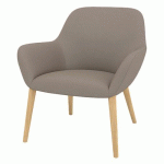 FAUTEUIL CITY DOSSIER BAS PIED BOIS ENDUIT PVC TAUPE - QUADRIFOGLIO