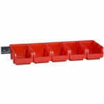 LOT DE 3 - JEU DE 5 BACS À BEC AVEC RAIL MURAL PROFIPLUS >C< 2/6, ROUGE