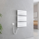 SÈCHE-SERVIETTES ÉLECTRIQUE PANNEAU AVEC ÉLÉMENT CHAUFFANT THERMOSTAT, BAGUETTE CHAUFFANTE AVEC MINUTERIE, BLANC 762X500MM 400W - EMKE