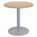 TABLE RONDE EXCELLENS PLATEAU D 80 CM CHÊNE CLAIR - 3 PERSONNES - PIED MÉTAL TULIPE ALU RAL 9006