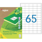 AGIPA 101185 ETIQUETTES BLANCHES RECYCLÉES MULTI-USAGE 38 X 21,2 MM - BOÎTE DE 6500