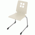 CHAISE COQUE DAMIER PIÈTEMENT LUGE ACIER - BLANC PASTEL/GRIS ARGENT - RODET