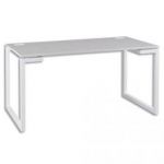 GAUTIER BUREAU GRIS SUNDAY, 2 PASSE-CÂBLES SUR PLAN BOIS 140X73X80CM