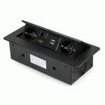 MULTIPRISES À ENCASTRER - 230 V, USB, RJ45 - NOIR - ATOM 26 EMUCA