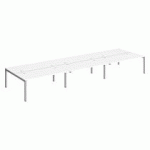 PÔLE 6 BUREAUX L 540 CM PLATEAUX BLANC, PIÈTEMENT MÉTAL ALUMINIUM - TEAM LINE