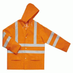 VESTE DE PLUIE HAUTE VISIBILITÉ ORANGE FLUO, TAILLE XXL