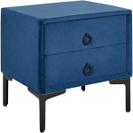 TABLE DE CHEVET EN VELOURS BLEU AVEC 2 TIROIRS PRATIQUES INTÉGRÉS AJOUT IDÉAL POUR CHAMBRE À COUCHER AU STYLE MODERNE ET GLAMOUR BELIANI BLEU