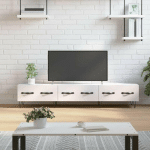 MEUBLE TV BLANC BRILLANT 150X36X30 CM BOIS D'INGÉNIERIE