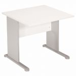 BUREAU DROIT PRONTO TENDANCE - L. 80 X P. 80 CM - PLATEAU BLANC - PIEDS L ALUMINIUM