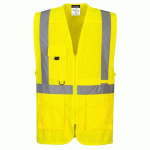 LOT DE 3 - PORTWEST C357 GILET EXECUTIVE HAUTE VISIBILITÉ AVEC POCHE POUR TABLETTE JAUNE - TAILLE S