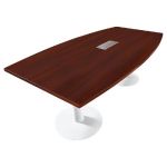 TABLE TONNEAU AVEC ÉLECTRIFICATION ACTUAL L. 200 X 100 CM - PLATEAU WENGÉ - PIÈTEMENT TULIPE BLANC