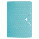 LOT DE 2 - CHEMISE À ÉLASTIQUE 3 RABATS PLASTIQUE ESSELTE COLOUR BREEZE, 23,3 X 32 CM DOS DE 2 CM BLEUE